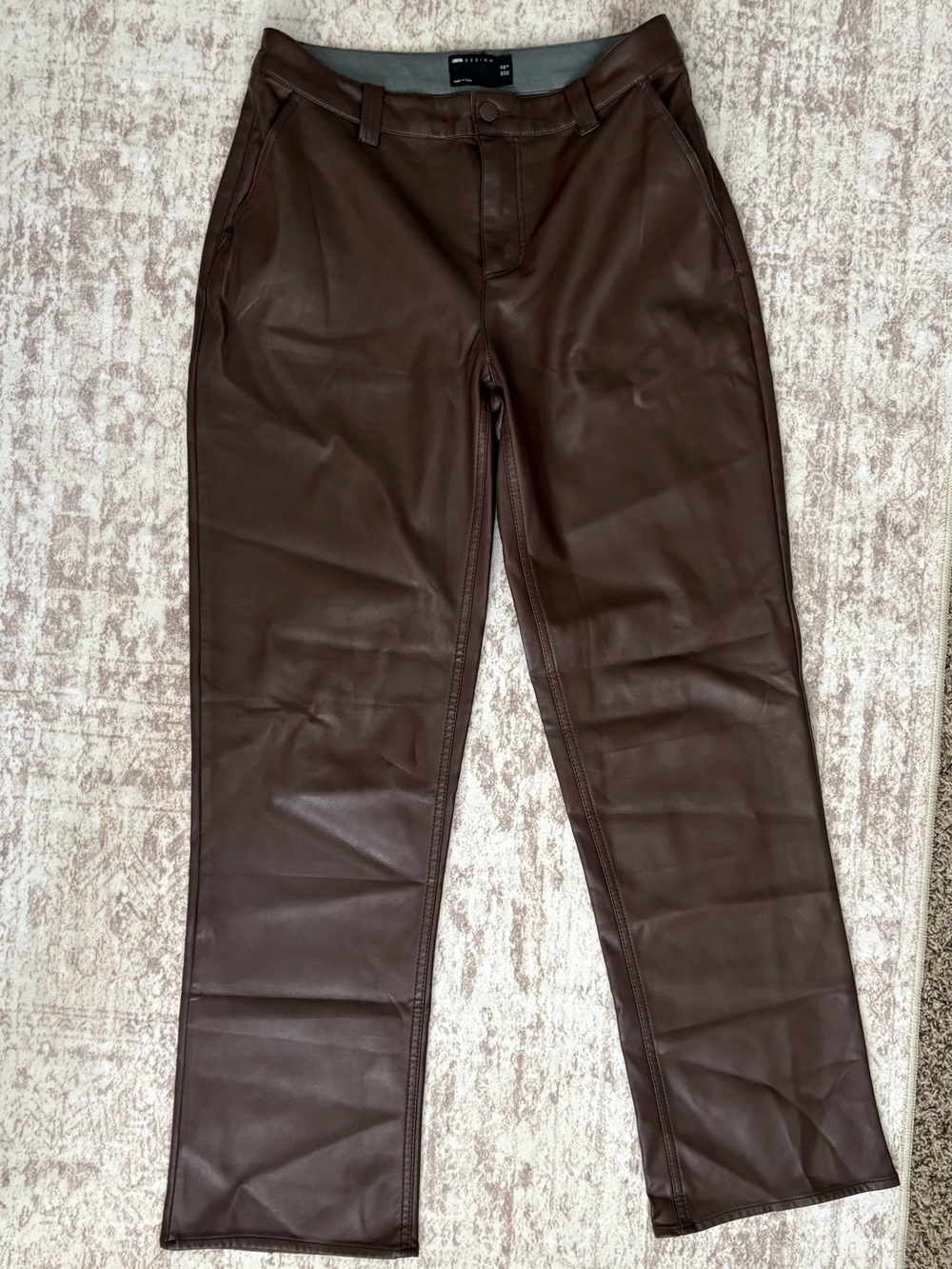 ASOS Faux Leather Dress Pants in Dark Brown